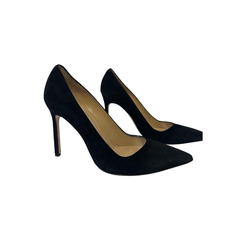 Manolo Blahnik BB 105 Black Suede Pumps IT 38 Authentic Handmade Stiletto Heel